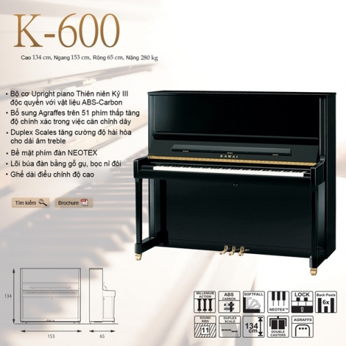 piano kawai k 600 nhat ban